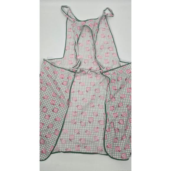 Gingham Daisy Smock Apron with Pockets Adjustable Baking Cooking Retro 1950s-60s - Picture 5 of 6